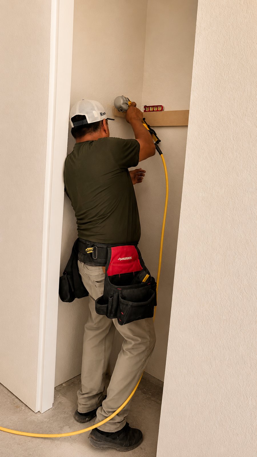Abel crew setting closet shelving